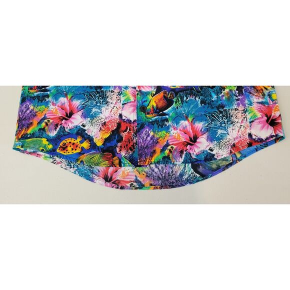 VTG Yo Wear USA Men's‎ Fish Aquarium Short Sleeve Hawaiian Button Down Shirt - Picture 9 of 11